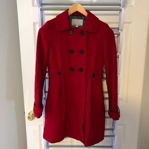 Old Navy red wool pea coat
